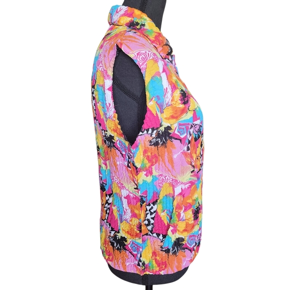 UbU Rainbow Colorful / Black Stretchy Puff Reversible Vest Women's Size L - Picture 3 of 11